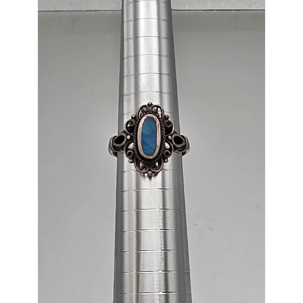 Adams Sterling Silver Ring with Blue Oval Stone Size 7 - Picture 8 of 11